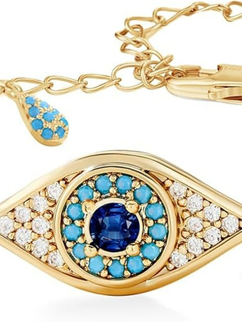 NEW Evil Eye Bracelet 18k Gold Plated Turquoise Zirconia Link Trendy Jewelry